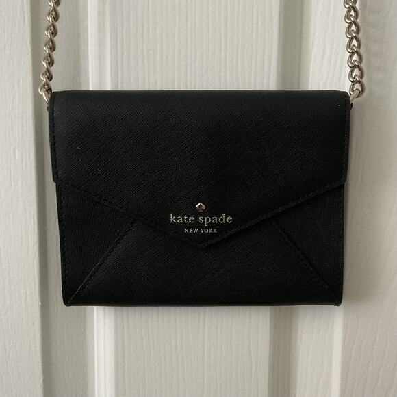 KATE SPADE New York Black Leather Cedar Street Monday Envelope Crossbody Bag - Picture 1 of 5